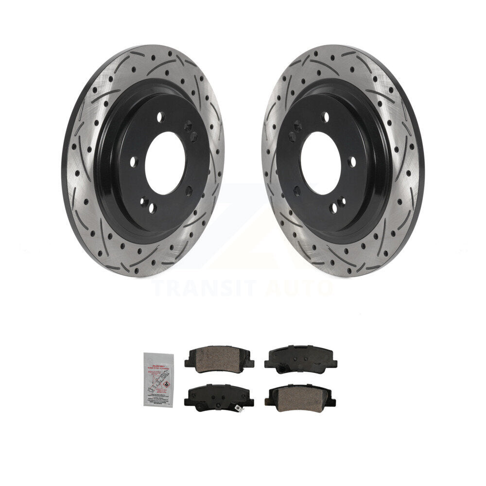 Drilled Slot Brake Rotors Ceramic Pad Rear Kit For Hyundai Sonata Kia Niro EV K5