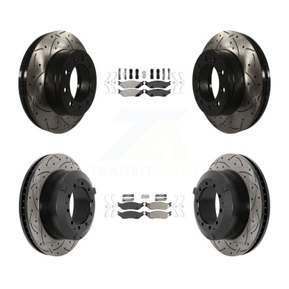 Semi-Metallic Pad & Drilled Slot Brake Rotor Front Rear Kit For Ford F-450 Super
