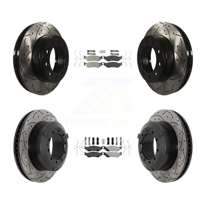 Semi-Metallic Pad & Drilled Slot Brake Rotor Front Rear Kit For Ford F-450 Super