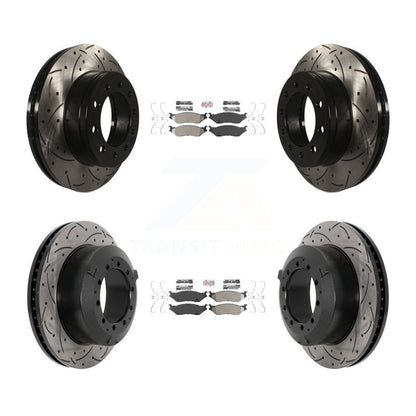Semi-Metallic Pad & Drilled Slot Brake Rotor Front Rear Kit For Ford F-450 Super