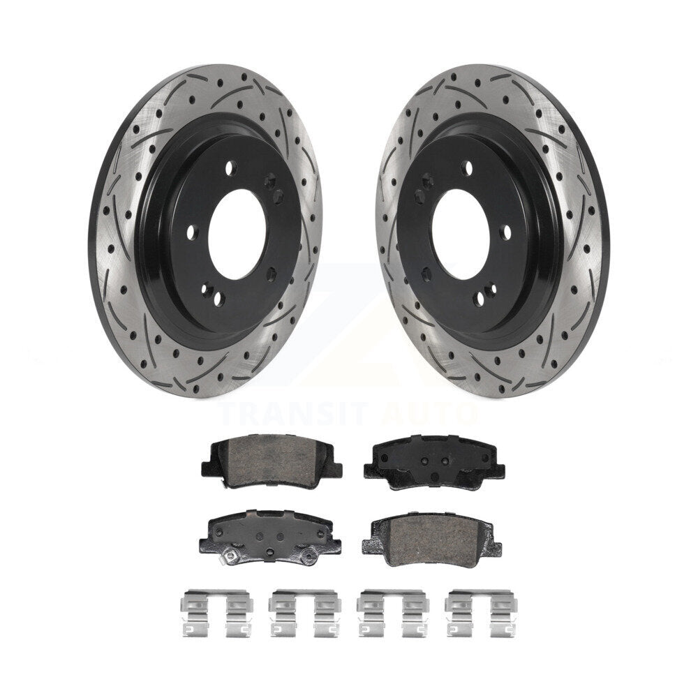 Drilled Slot Brake Rotors Ceramic Pad Rear Kit For Hyundai Sonata Kia Niro EV K5