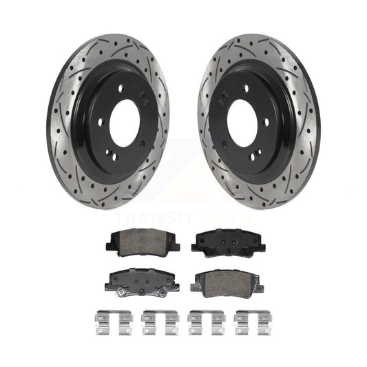 Drilled Slot Brake Rotors Ceramic Pad Rear Kit For Hyundai Sonata Kia Niro EV K5