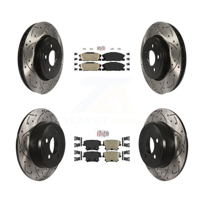 Ceramic Pad Coated Drill Slot Disc Brake Rotors Front Rear Kit For Dodge Charger