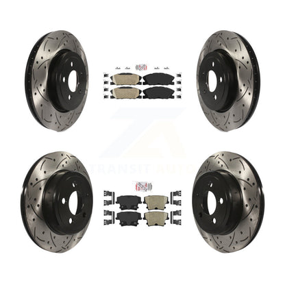 Ceramic Pad Coated Drill Slot Disc Brake Rotors Front Rear Kit For Dodge Charger