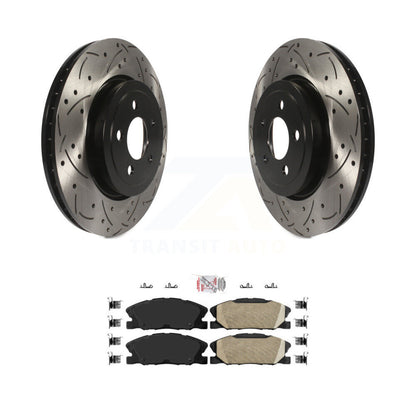 Coated Drilled Slotted Disc Brake Rotors Ceramic Pad Front Kit For Dodge Charger