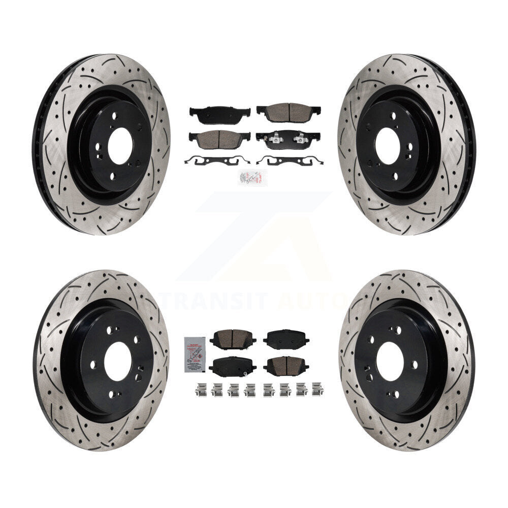 Ceramic Pad Drilled Slot Brake Rotor Front Rear Kit For 2022-2023 Acura MDX 3.5L