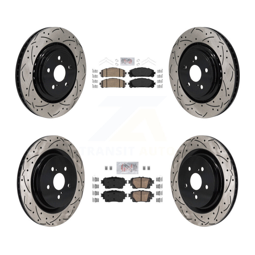 Ceramic Pad Drilled Slot Brake Rotors Front Rear Kit For 20-23 Toyota Highlander