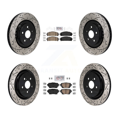 Ceramic Pad Drilled Slot Brake Rotors Front Rear Kit For 20-23 Toyota Highlander