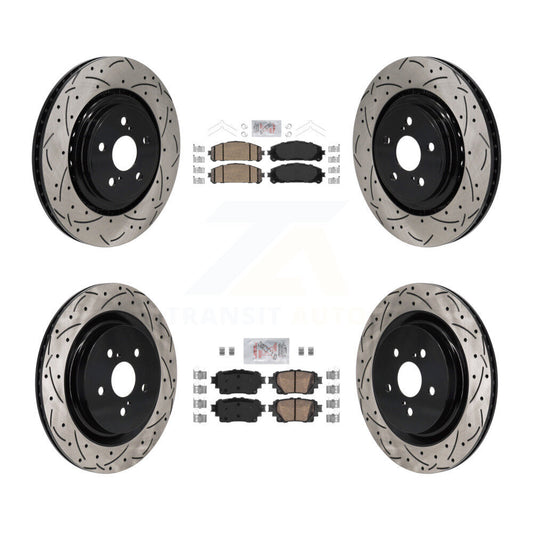 Ceramic Pad Drilled Slot Brake Rotors Front Rear Kit For 20-23 Toyota Highlander