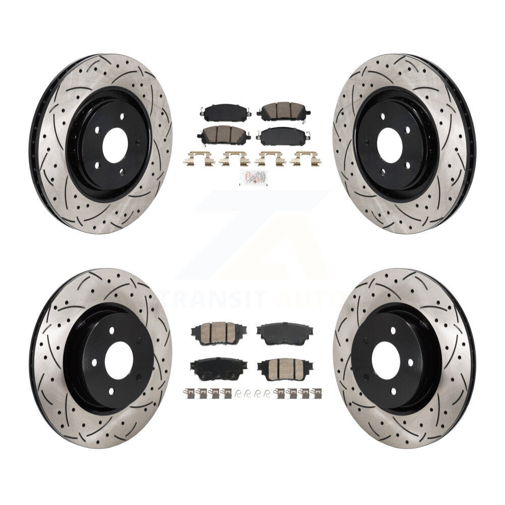 Ceramic Pad Drill Slot Brake Rotors Front Rear Kit For Mitsubishi Outlander QX60