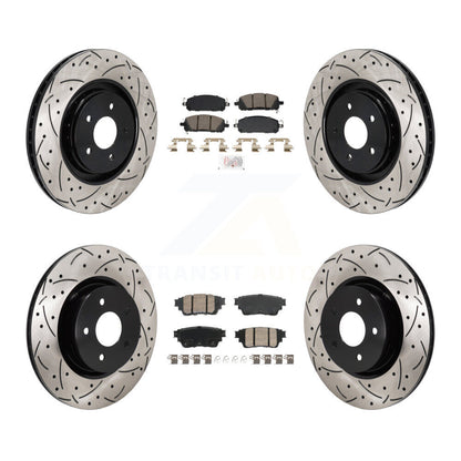 Ceramic Pad Drill Slot Brake Rotors Front Rear Kit For Mitsubishi Outlander QX60