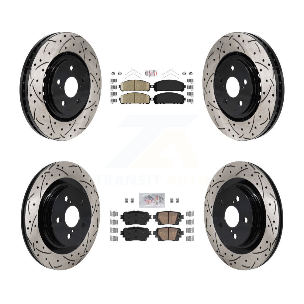 Ceramic Pad Drilled Slot Brake Rotor Front Rear Kit For Toyota Sienna RAV4 Prime