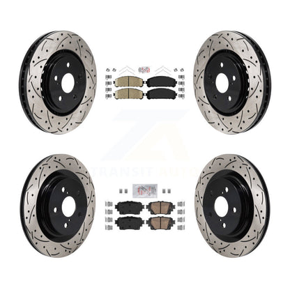 Ceramic Pad Drilled Slot Brake Rotor Front Rear Kit For Toyota Sienna RAV4 Prime