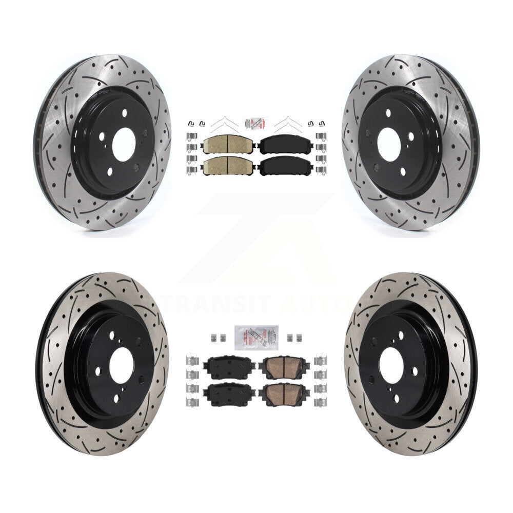 Ceramic Pad Drilled Slot Disc Brake Rotors Front Rear Kit For Lexus NX350h NX350