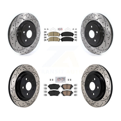 Ceramic Pad Drilled Slot Disc Brake Rotors Front Rear Kit For Lexus NX350h NX350
