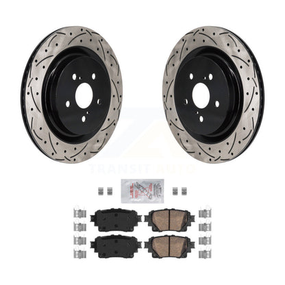 Drill Slot Disc Brake Rotor Ceramic Pad Rear Kit For 2020-2023 Toyota Highlander