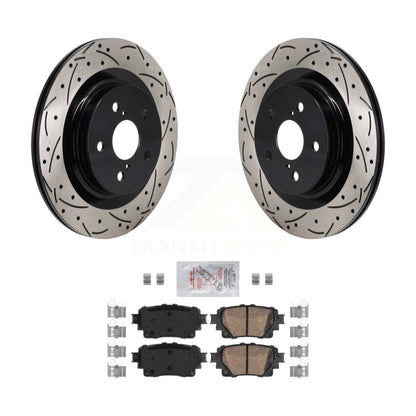 Drilled Slot Brake Rotor Ceramic Pad Rear Kit For Toyota Sienna RAV4 Prime Lexus