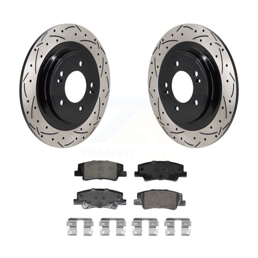 Drill Slot Disc Brake Rotor Ceramic Pad Rear Kit For Hyundai Tucson Kia Sportage