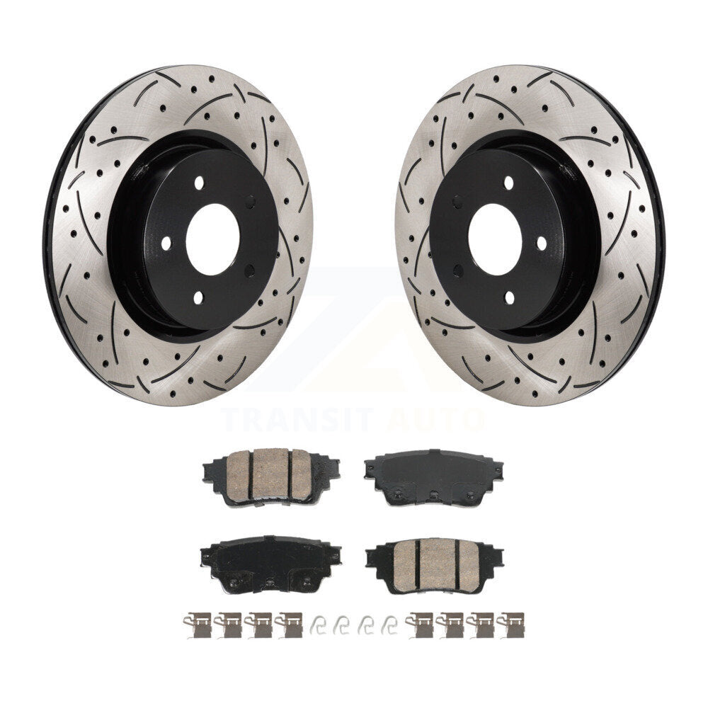 Drill Slot Brake Rotor Ceramic Pad Rear Kit For Mitsubishi Outlander Nissan QX60