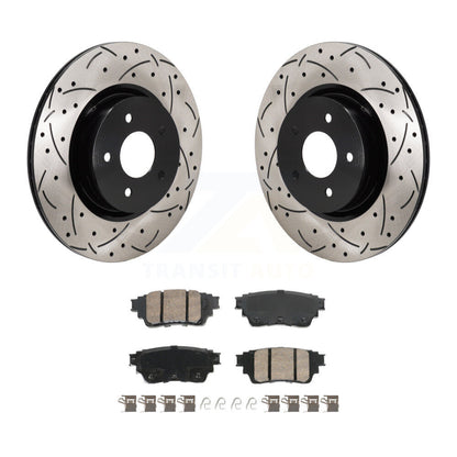 Drill Slot Brake Rotor Ceramic Pad Rear Kit For Mitsubishi Outlander Nissan QX60