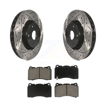 Drilled Slot Disc Brake Rotor & Ceramic Pad Front Kit For Subaru Impreza WRX STI