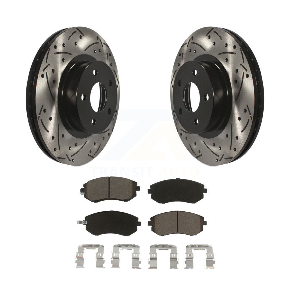 Drill Slot Brake Rotor Ceramic Pad Front Kit For Subaru Impreza Legacy Saab 9-2X