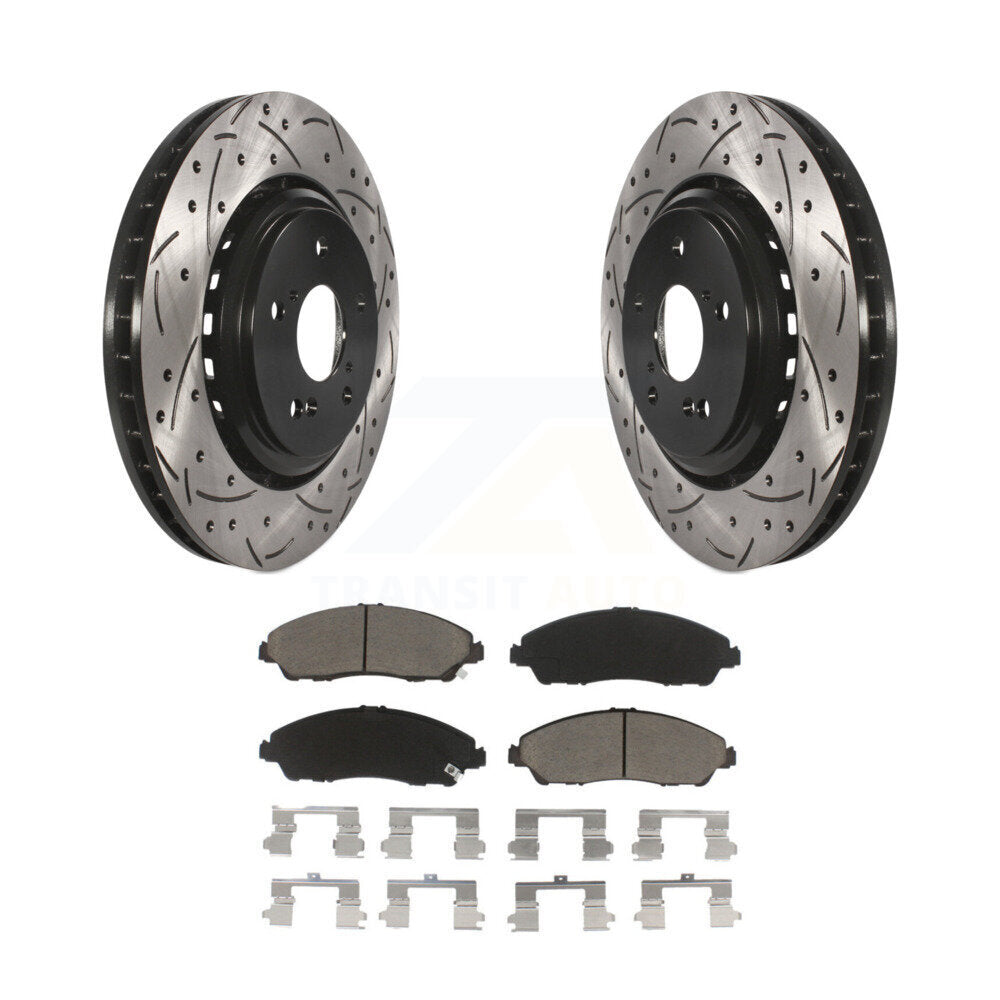 Coated Drill Slot Disc Brake Rotor Ceramic Pad Front Kit For 2014-2016 Acura MDX