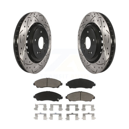Coated Drill Slot Disc Brake Rotor Ceramic Pad Front Kit For 2014-2016 Acura MDX