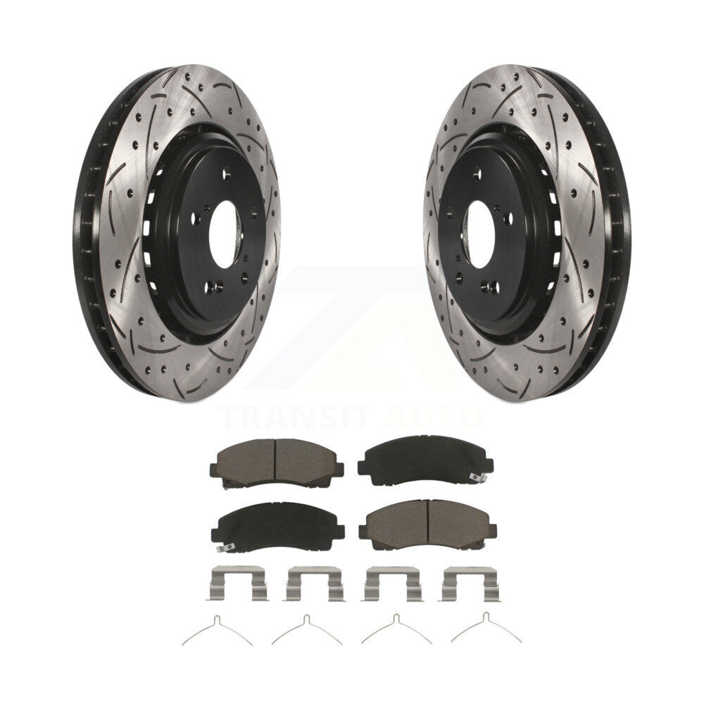 Coated Drill Slot Disc Brake Rotor Ceramic Pad Front Kit For 2015-2020 Acura TLX