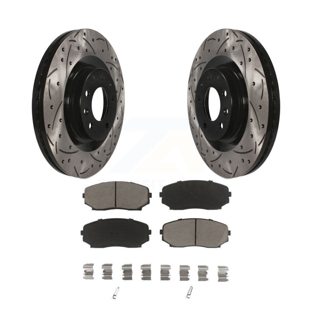 Coat Drill Slot Disc Brake Rotors Ceramic Pad Front Kit For 2007-2015 Mazda CX-9