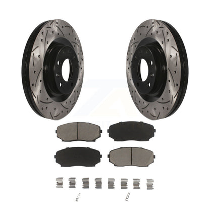 Coat Drill Slot Disc Brake Rotors Ceramic Pad Front Kit For 2007-2015 Mazda CX-9