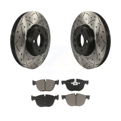 Coated Drilled Slotted Disc Brake Rotors And Ceramic Pad Front Kit For BMW X5 X6