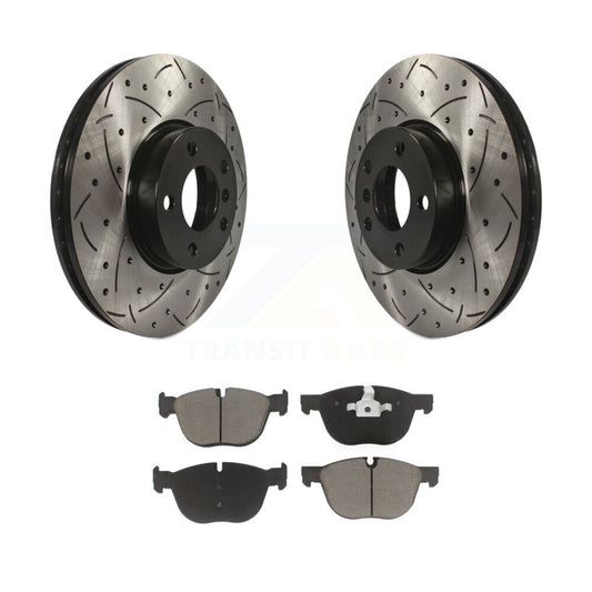 Coated Drilled Slotted Disc Brake Rotors And Ceramic Pad Front Kit For BMW X5 X6
