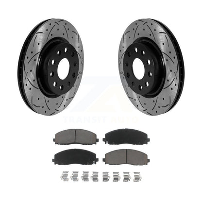 Coated Drilled Slotted Disc Brake Rotors Ceramic Pad Front Kit For Jeep Wrangler