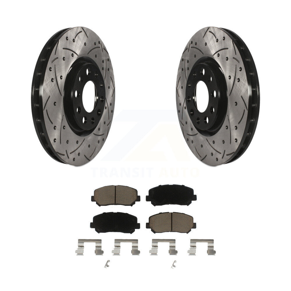 Drilled Slot Disc Brake Rotors Ceramic Pad Front Kit For Chrysler 200 Dodge Dart
