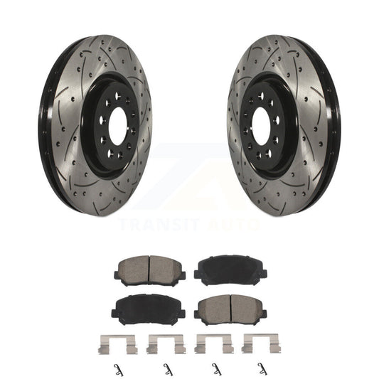 Drill Slot Disc Brake Rotor Ceramic Pad Front Kit For Jeep Cherokee Chrysler 200