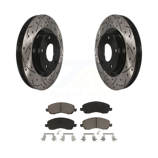 Drilled Slot Brake Rotor Ceramic Pad Front Kit For Mitsubishi Jeep RVR Outlander