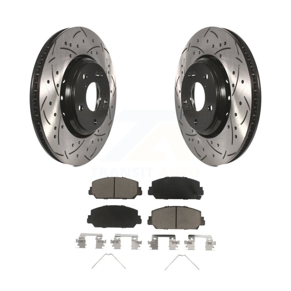 Drilled Slot Brake Rotors Ceramic Pad Front Kit For Honda Civic Accord Acura ILX