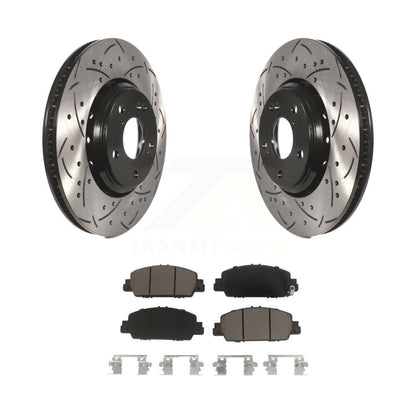 Coated Drilled Slotted Disc Brake Rotor & Ceramic Pad Front Kit For Honda Accord