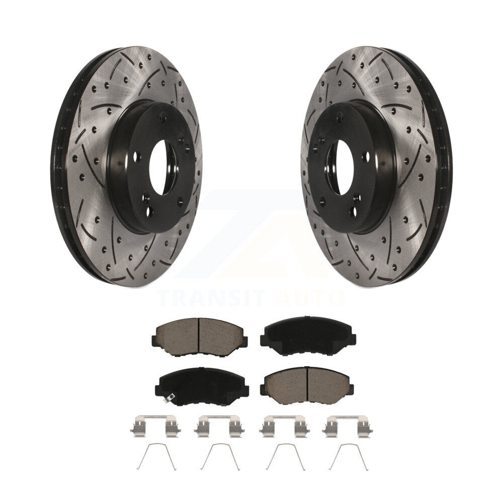 Drill Slot Brake Rotors Ceramic Pad Front Kit For Honda Accord Civic Fit Element