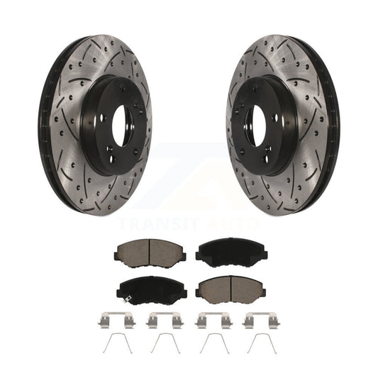Drill Slot Brake Rotors Ceramic Pad Front Kit For Honda Accord Civic Fit Element