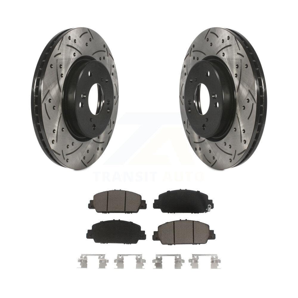 Coated Drilled Slot Disc Brake Rotor Ceramic Pad Front Kit For Honda HR-V Accord