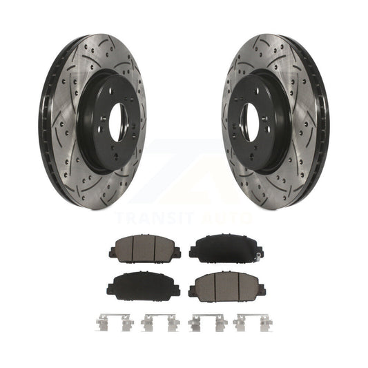 Coated Drilled Slot Disc Brake Rotor Ceramic Pad Front Kit For Honda HR-V Accord