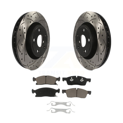 Drilled Slot Brake Rotors Ceramic Pad Front Kit For Jeep Grand Cherokee Dodge WK