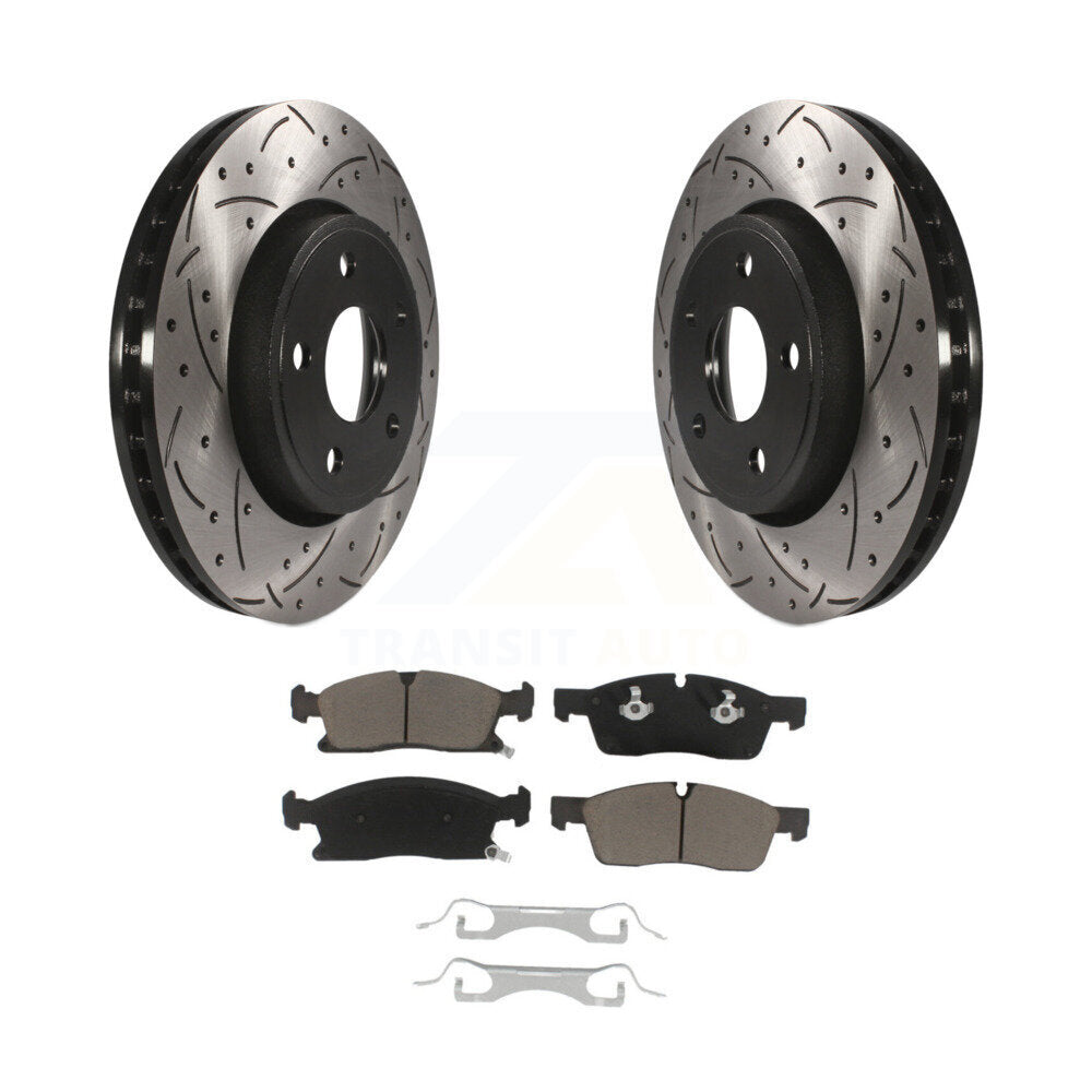 Drill Slot Disc Brake Rotors Ceramic Pad Front Kit For Jeep Grand Cherokee Dodge