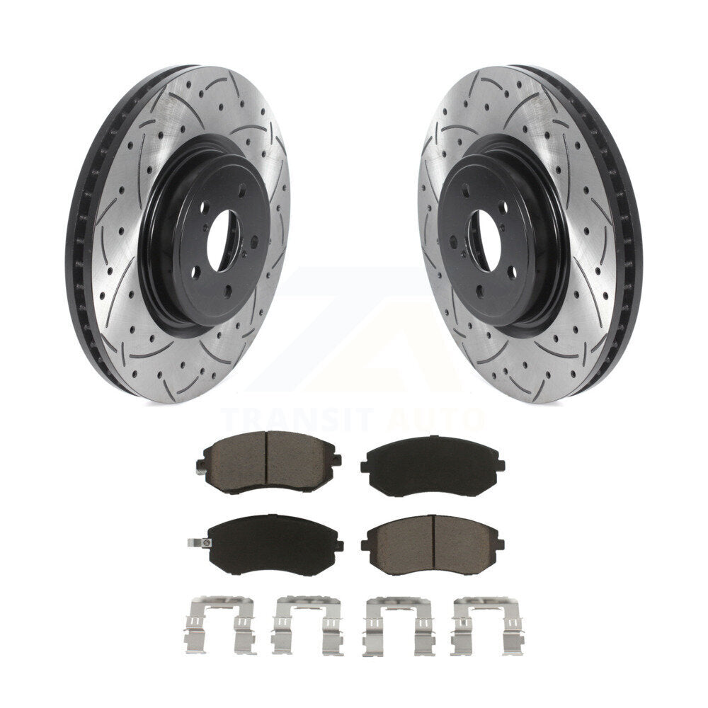 Coated Drilled Slotted Disc Brake Rotors Ceramic Pad Front Kit For Subaru Legacy