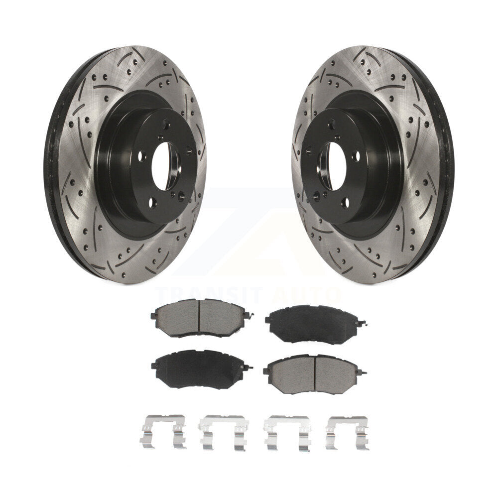 Drilled Slot Brake Rotor Ceramic Pad Front Kit For Subaru Legacy 3.0 R with 3.0L