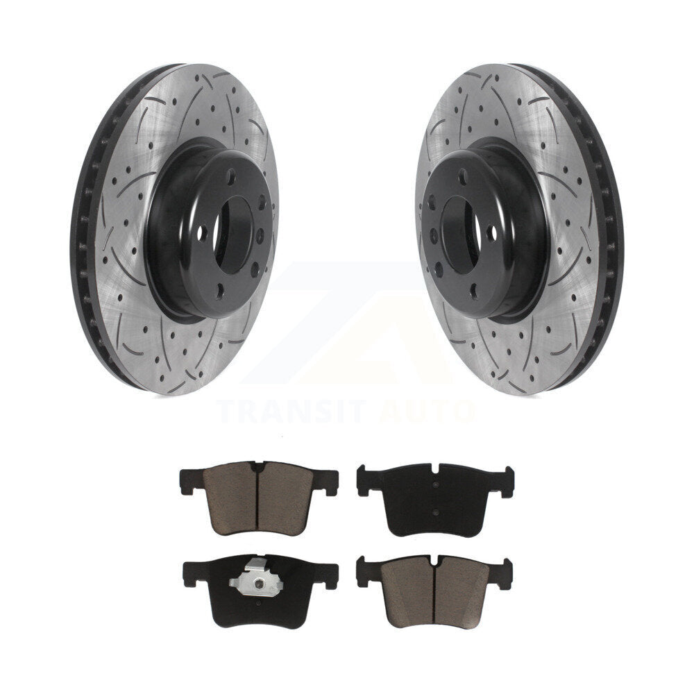 Coated Drill Slot Disc Brake Rotors Ceramic Pad Front Kit For BMW 335i xDrive GT
