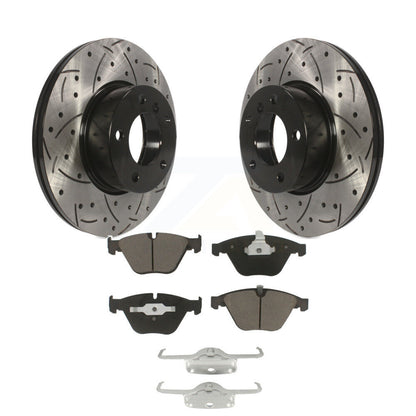 Drilled Slot Brake Rotor Ceramic Pad Front Kit For BMW 328i xDrive 323i X1 328xi