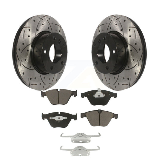 Drilled Slot Brake Rotor Ceramic Pad Front Kit For BMW 328i xDrive 323i X1 328xi